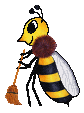 gezeichnete Biene mit Besen